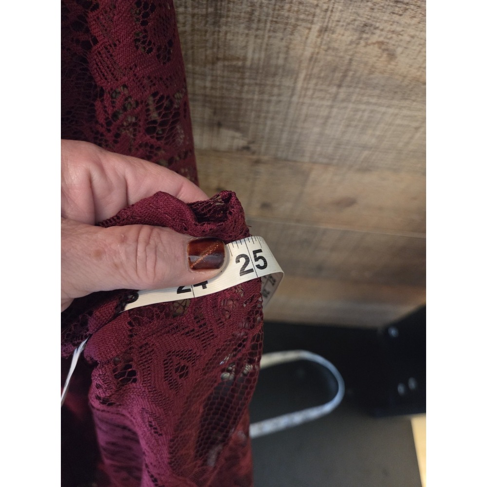 burgundy lace kimono cardigan Fringed Hem - Picture 4 of 6